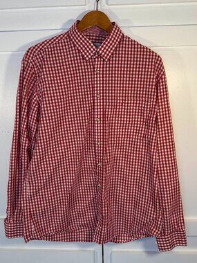 Almsach Men's Gingham Button Down Shirt L